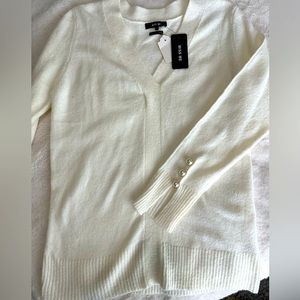 Miss Me v-neck sweater with pearl buttons